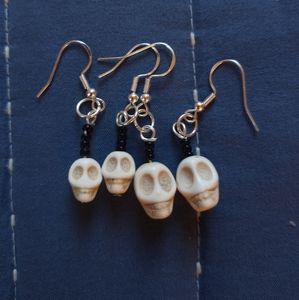 Halloween Skull earrings (4 earrings, two pairs)